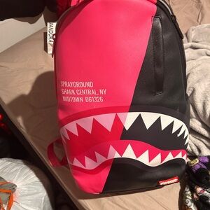 Sprayground Pink and Black Shark Mouth Backpack